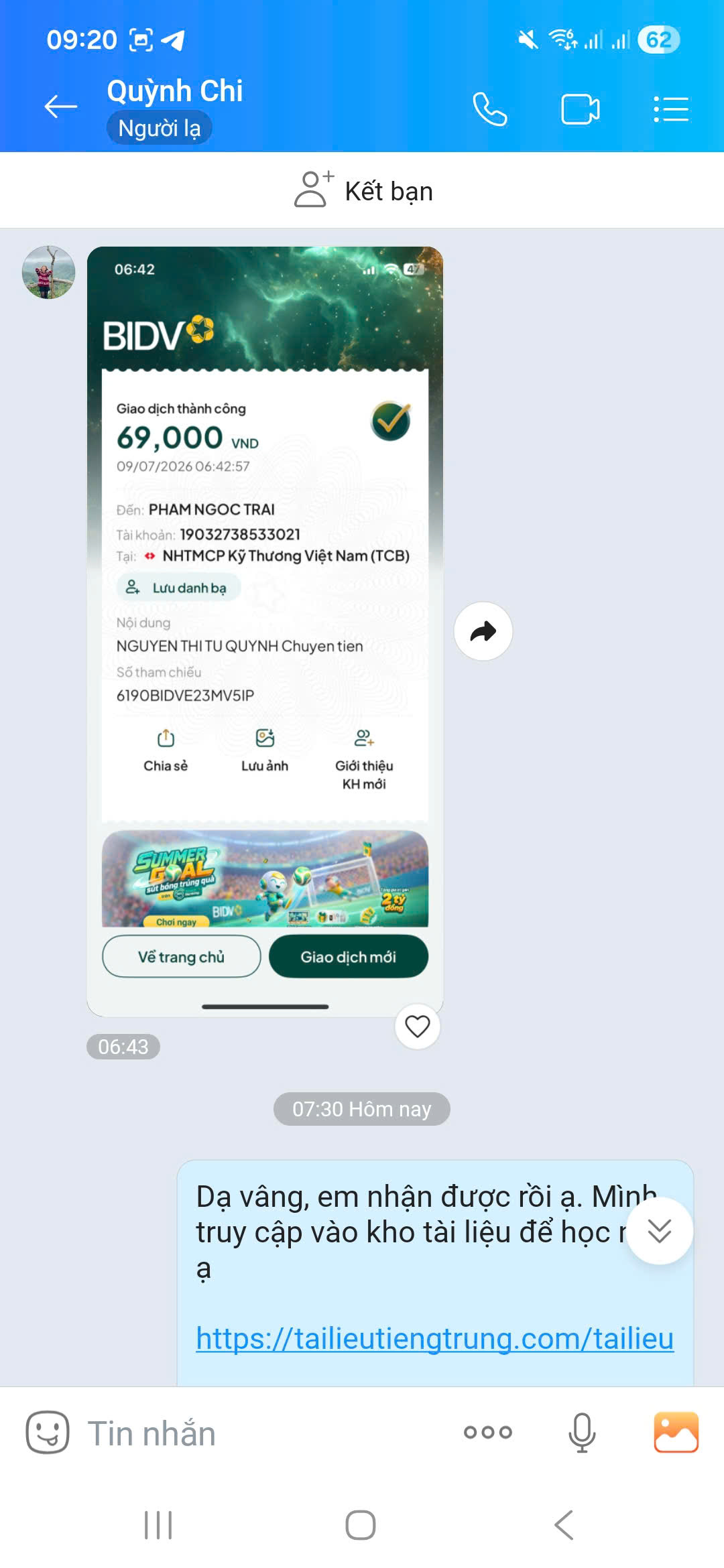 Giao dịch thành công